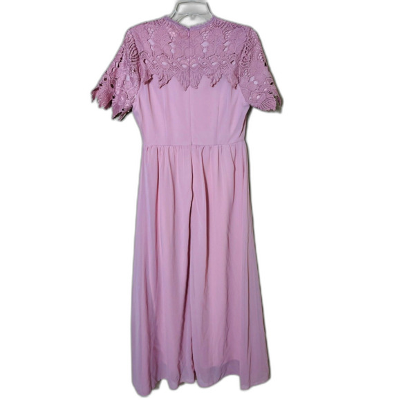 NWT Roolee Fiona Lace Pink Eyelet Maxi Dress Small Cottagecore Fairy Twee - Picture 2 of 9